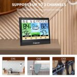 Geevon Weather Station Wireless Indoor Outdoor Thermometer Hygrometer with Heat Index, Dew Point, Touch LCD Display Digital Forecast Station with Alarm Clock and Adjustable Backlight