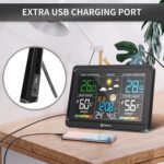 Geevon Weather Station Wireless Indoor Outdoor Thermometer, Large Color Display Temperature Humidity Monitor with Comfort Indicator, USB Charging Port and Adjustable Backlight