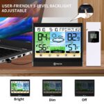 Geevon Weather Station Wireless Indoor Outdoor Thermometer Hygrometer with Heat Index, Dew Point, Touch LCD Display Digital Forecast Station with Alarm Clock and Adjustable Backlight