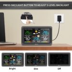 Geevon Weather Station Wireless Indoor Outdoor Thermometer, Large Color Display Temperature Humidity Monitor with Comfort Indicator, USB Charging Port and Adjustable Backlight